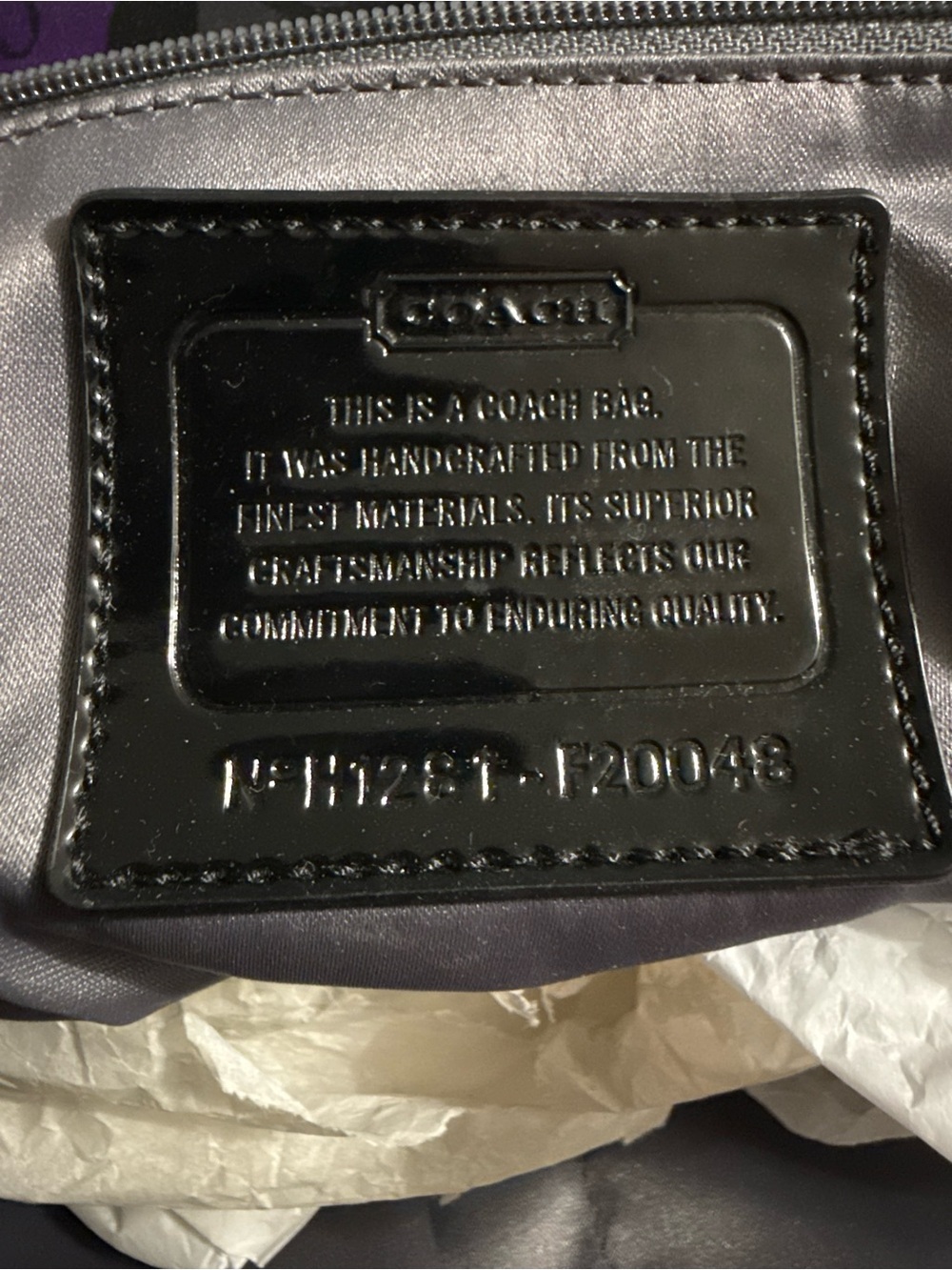 Coach Purple Leopard-Print Tote with Black Trim - Picture 3 of 3
